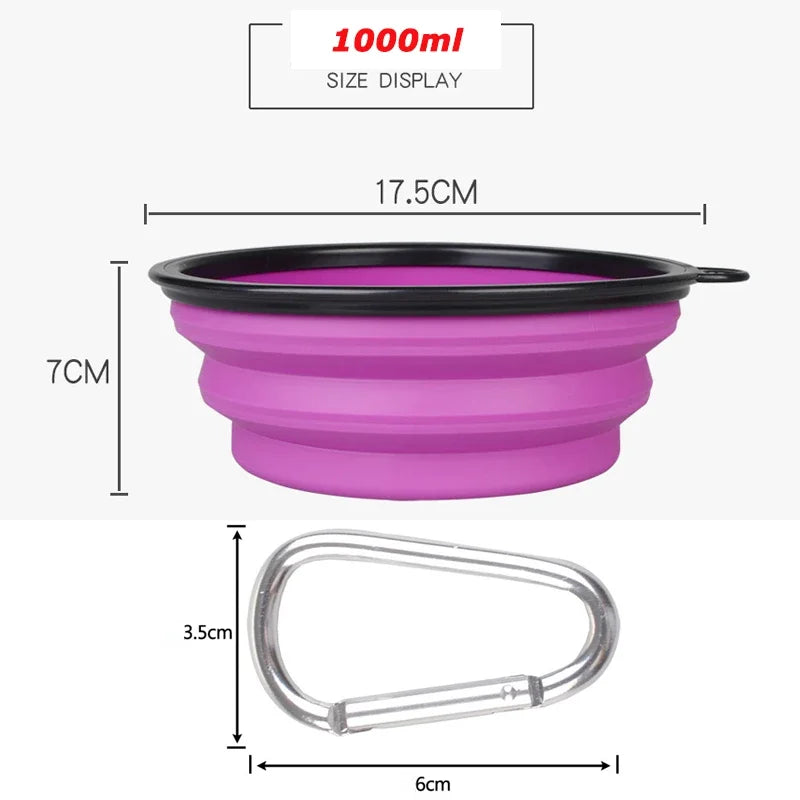 1000ml-350ml Large Collapsible Dog Pet Folding Silicone bowl
