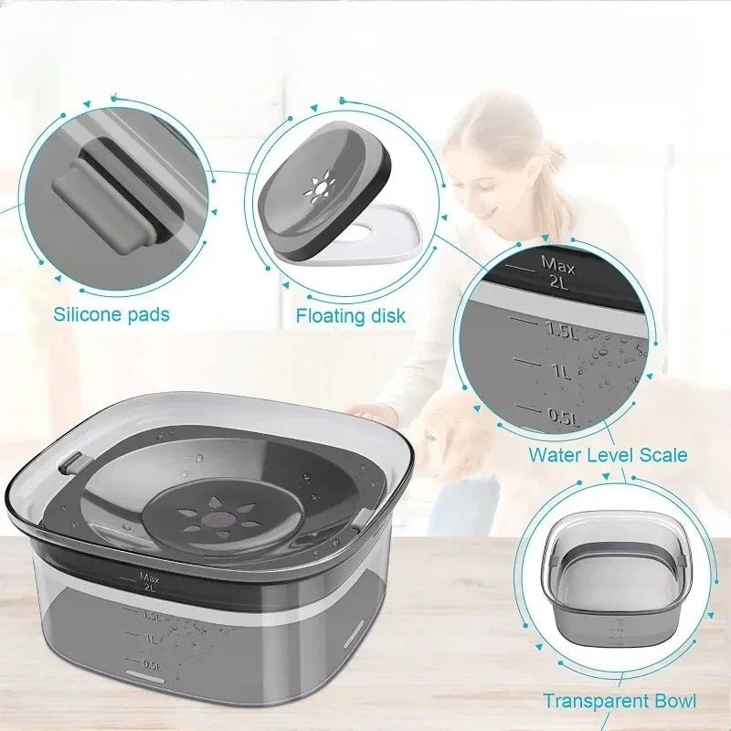 2-L anti-spill pet water bowl