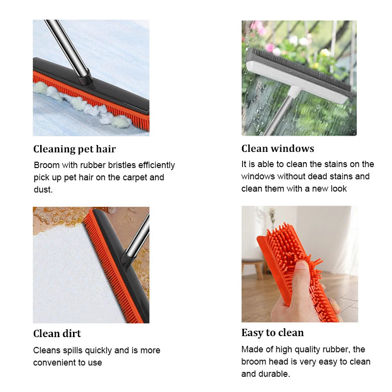 Pet Hair Removal Rubber Broom