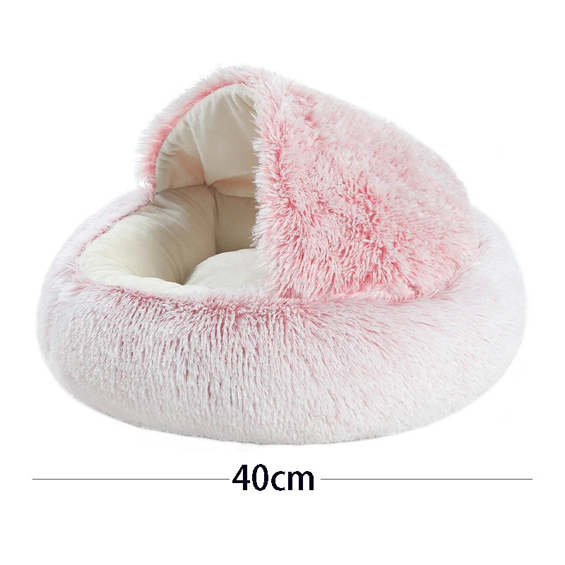 Warm Soft Plush Pet Bed with Cover Round
