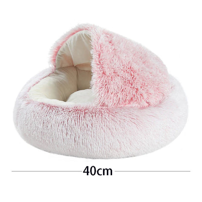 Warm Soft Plush Pet Bed with Cover Round